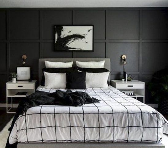 Phòng ngủ mang màu sắc đen và trắng